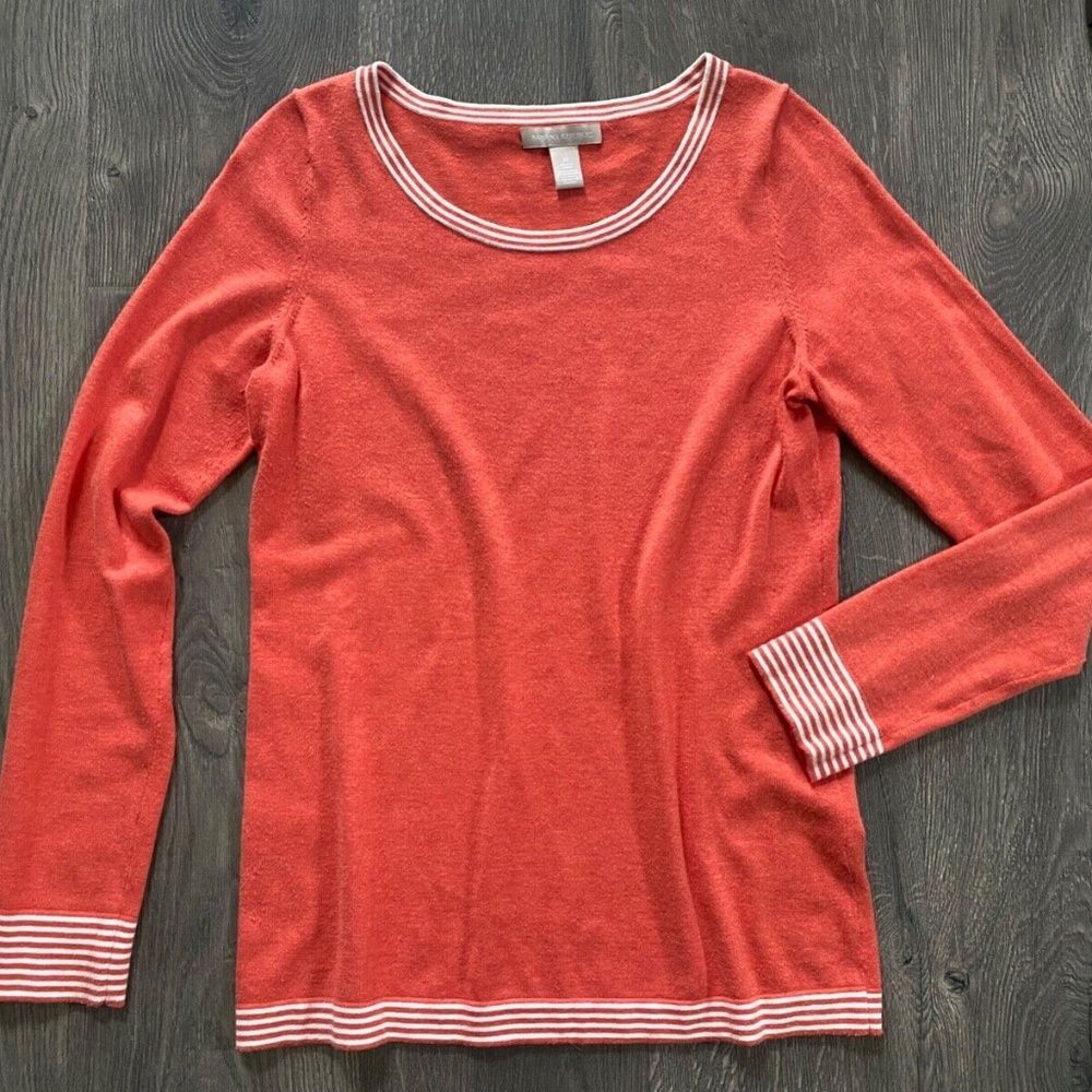 Banana Republic Watermelon Red‎ Coral Stripes Pullover Blouse Top Sweater M